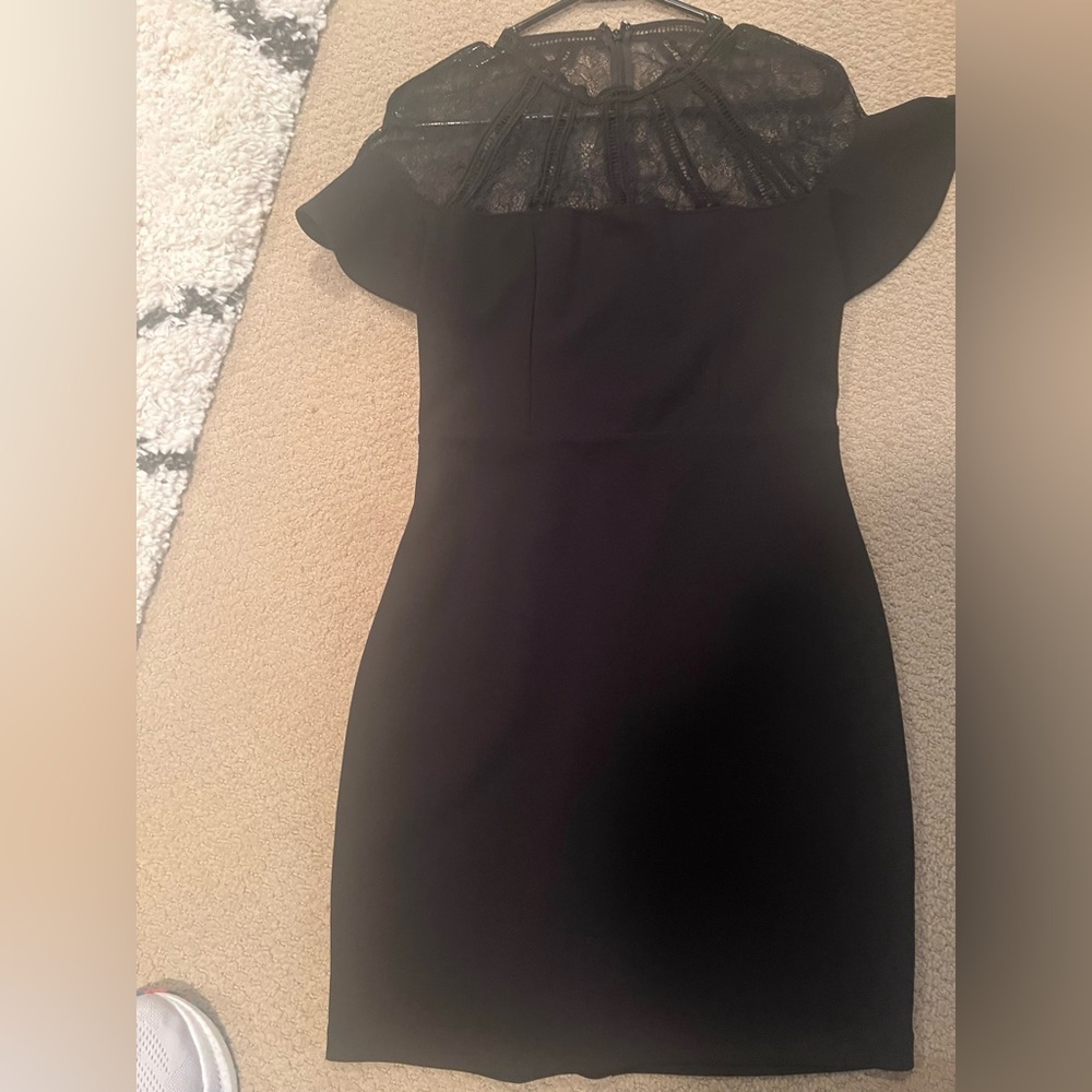Express Black dress with lace flutter sleeve NWT SIZE S